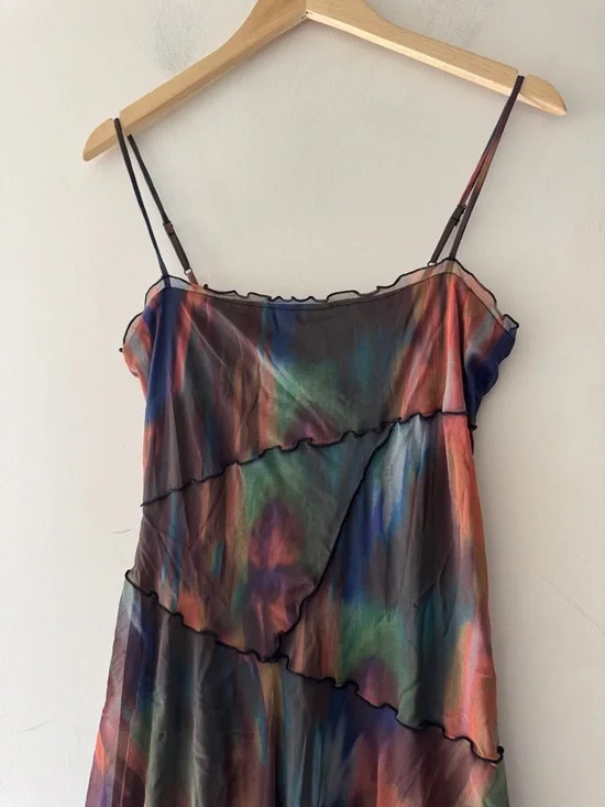 Urban Outfitters Moxie Multi Mesh Mini Slip Dress Tie Dye - Picture 4 of 9